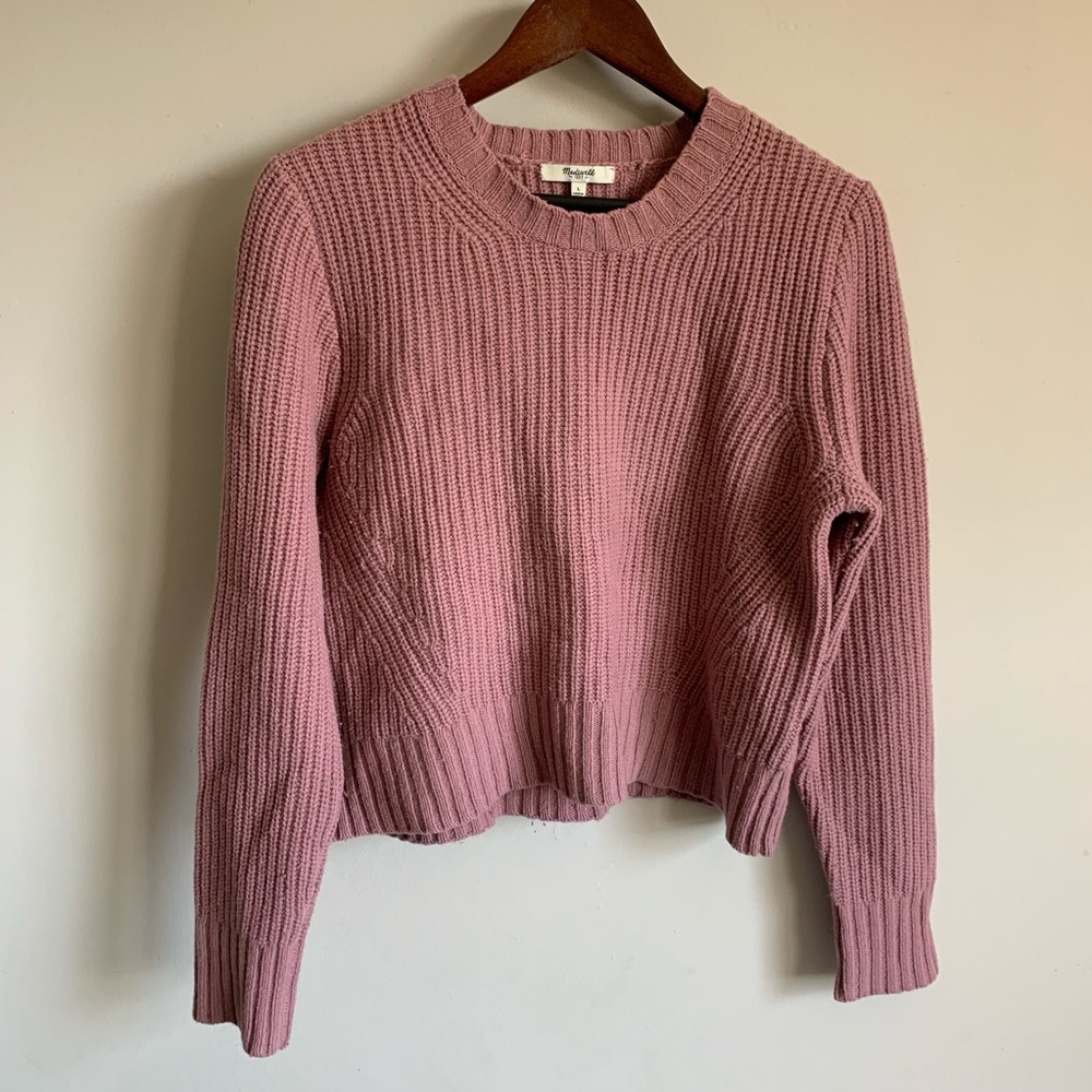 Madewell | Soft Pink Ribbed Crop Sweater